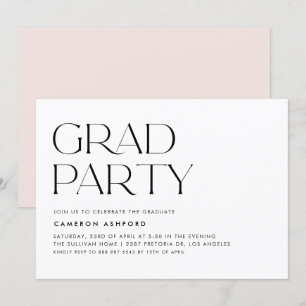Black Modern Typografy Graduation Party Einladung