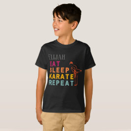 Black Modern Typografy Martial Arts Karate Kinder T-Shirt