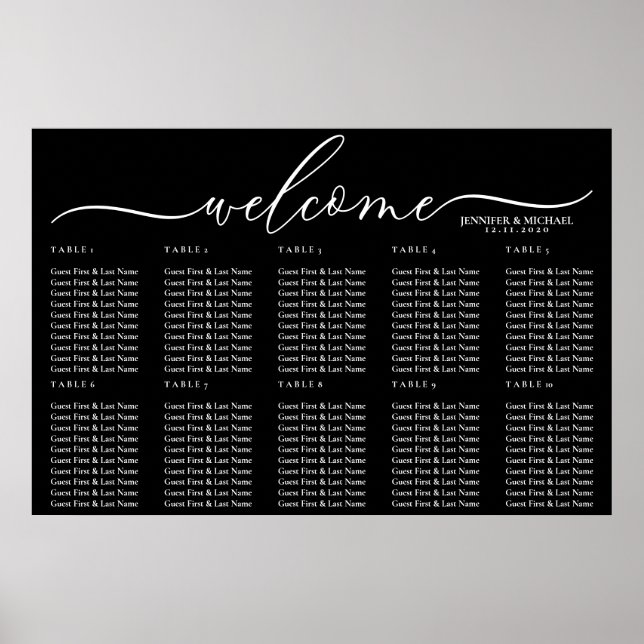 Black Modern Welcome Seating Poster (Vorne)