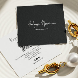 BLACK Moderner Eleganter Minimal QR Code Beruflich Quadratische Visitenkarte