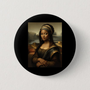 Black Mona Lisa African American Black History Mon Button