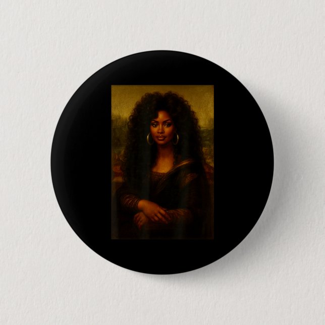 Black Mona Lisa Afro African American Melanin Blac Button (Vorderseite)