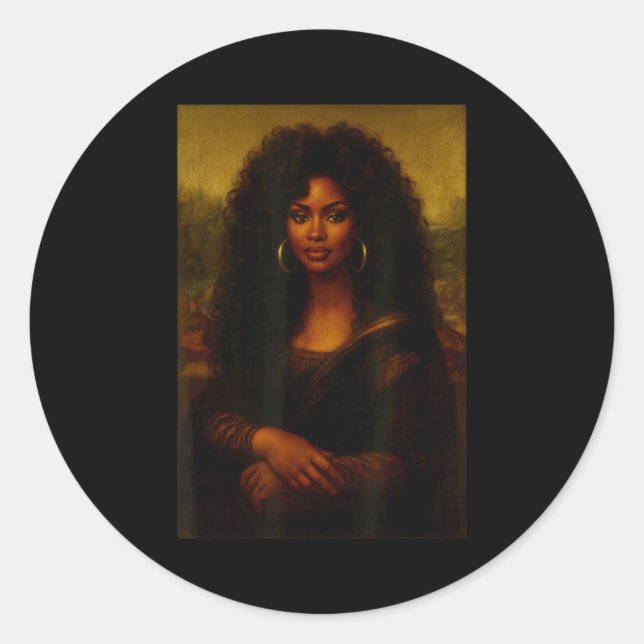 Black Mona Lisa Afro African American Melanin Blac Runder Aufkleber (Vorderseite)