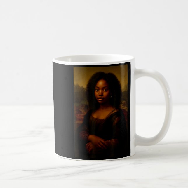 Black Mona Lisa Afro African Melanin Black History Kaffeetasse (Rechts)