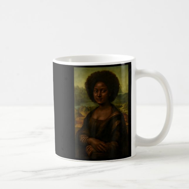 Black Mona Lisa Afro African Melanin Black History Kaffeetasse (Rechts)