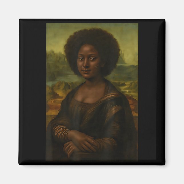 Black Mona Lisa Afro African Melanin Black History Magnet (Vorne)