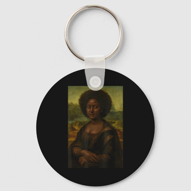 Black Mona Lisa Afro African Melanin Black History Schlüsselanhänger (Vorderseite)