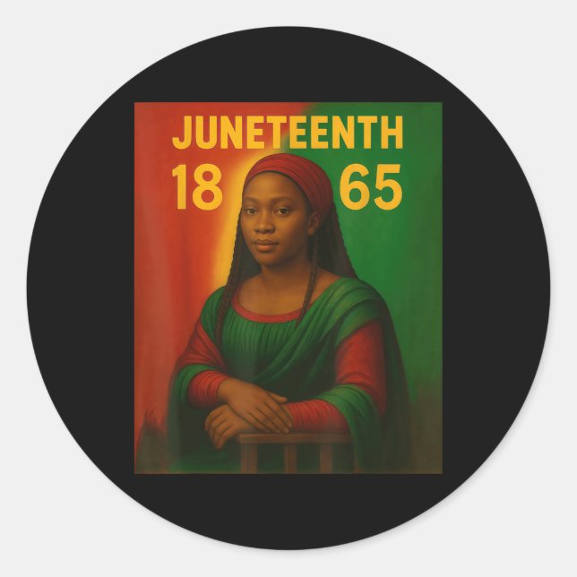 Black Mona Lisa Graphic Afro American June Runder Aufkleber (Vorderseite)