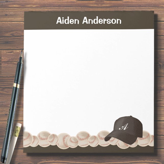 Black Monogram Baseball Hat Notepad Notizblock (Von Creator hochgeladen)