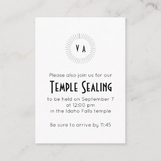 Black Monogram Circle Temple Sealing Invitation Begleitkarte