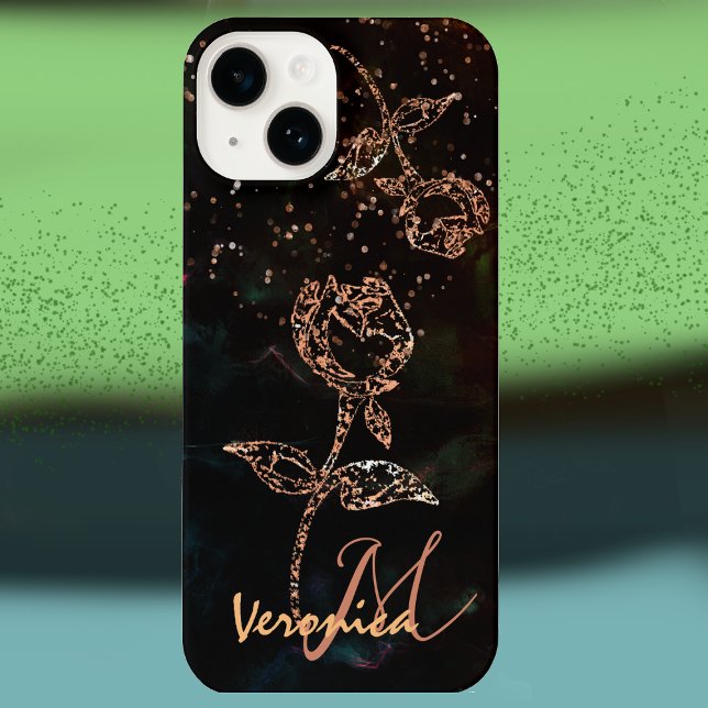 Black Monogram Classy Phone Case iPhone 14 Hülle (Von Creator hochgeladen)