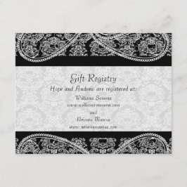 Black Monogram Damask Gift Registry Wedding Begleitkarte