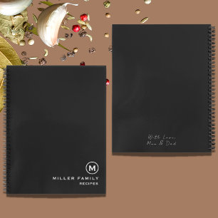 Black Monogram Gift Message Family Rezept Book Notizbuch