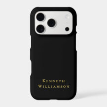 Black Monogram Gold Name Minimalist Modern Men 