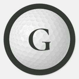 Black Monogram Golf Ball Runder Aufkleber