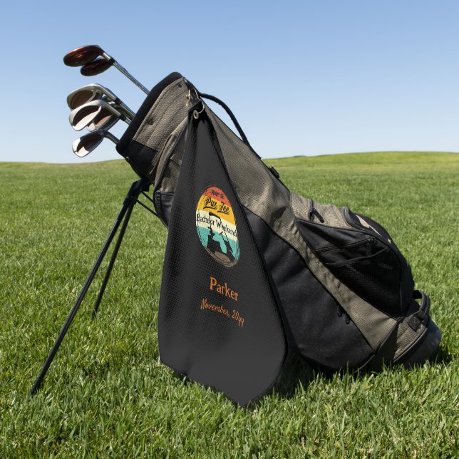 Black Monogram Golf Handtuch | Bachelor Weekend (Gras)