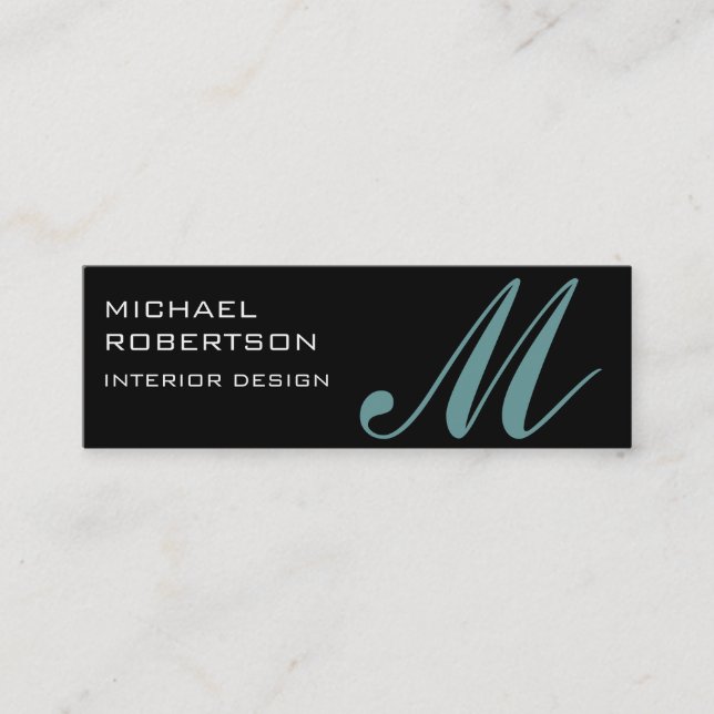 Black Monogram Interior Designer Business Card Mini Visitenkarte (Vorderseite)