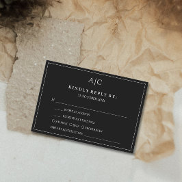 Black Monogram Meal Choice Wedding RSVP Card Karte