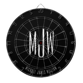 Black Monogram Modern Classic Dartscheibe