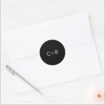 Black Monogram Modern Wedding Runder Aufkleber<br><div class="desc">Minimalist and modern design.</div>