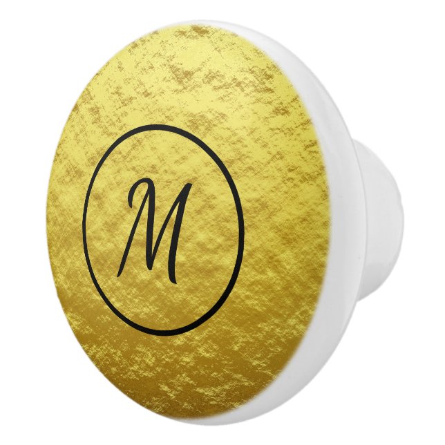 Black Monogram on Gold Background Keramikknauf (Rechts)