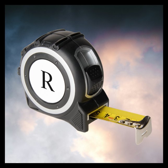 Black Monogram on White Handyman Gift Tool Maßband (Von Creator hochgeladen)