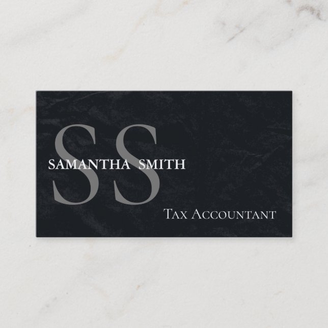 Black Monogram Tax Accountant Visitenkarte (Vorderseite)