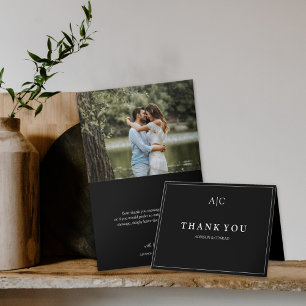 Black Monogram Wedding Falten Dankeschön Karte