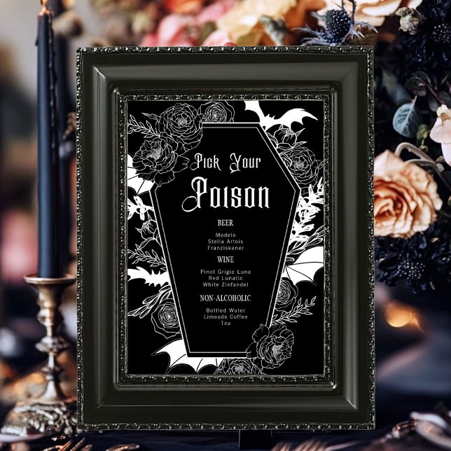 Black Moody Dark Gothic Wedding Bar Table Sign (Von Creator hochgeladen)