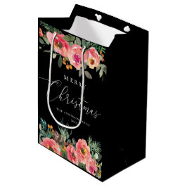 Black Moody Floral Weihnachten | Botanischer Urlau Mittlere Geschenktüte