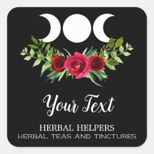 Black Moon Herbal Medicinal Labels Quadratischer Aufkleber