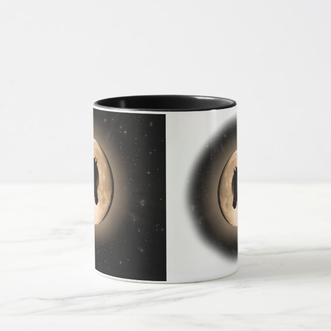 Black Moon Horse 2-seitiger Becher Tasse (Zentrum)