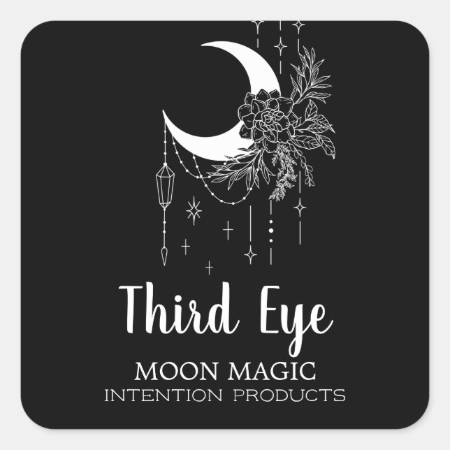 Black Moon Intention Zauber Quadratischer Aufkleber (Vorderseite)