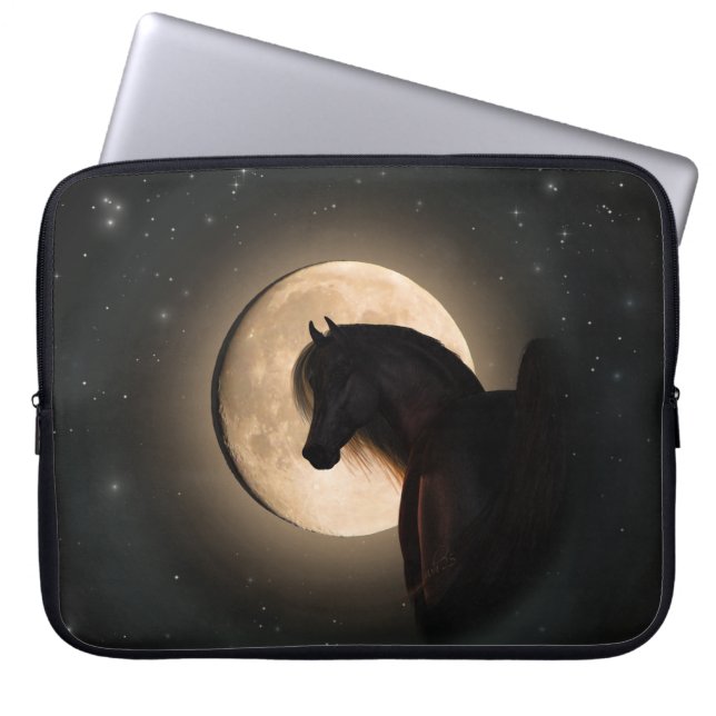 Black Moon Shine Horse Laptop Sleeve (Vorderseite)