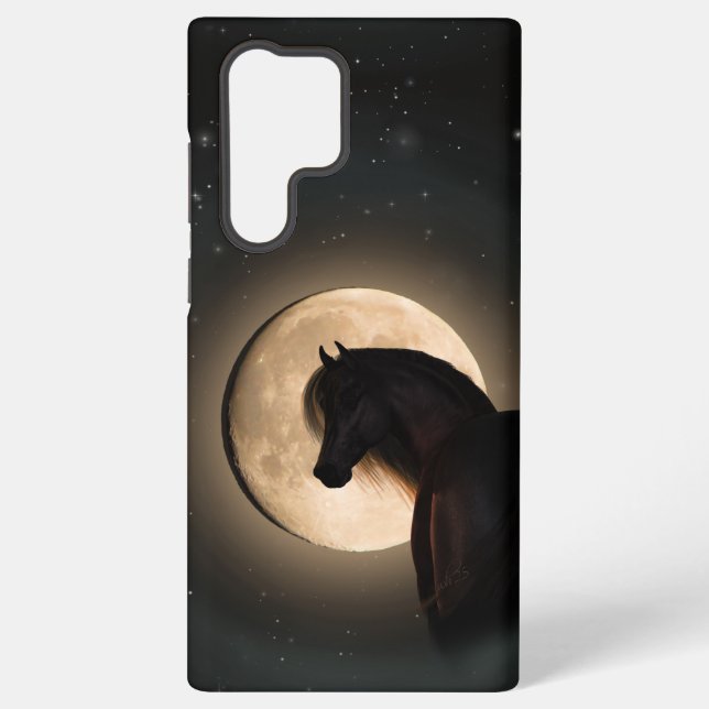 Black Moon Shine Horse Samsung Case Galaxy Hülle (Rückseite)