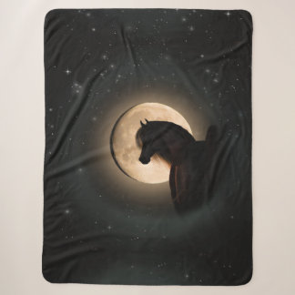 Black Moon Shine Horse Sherpa Blanket Sherpadecke