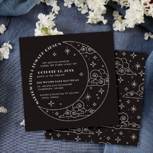 Black Moon & Stars Himmelhochzeit-Einladung Save The Date