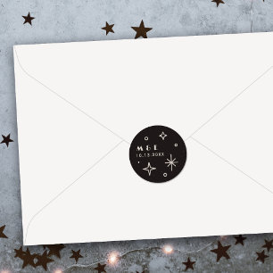 Black Moon & Stars Himmlische Hochzeit Aufkleber