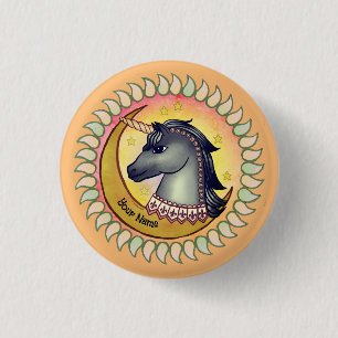 Black Moon Unicorn Button