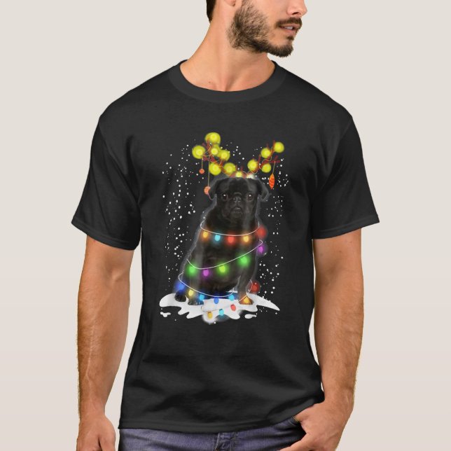 Black Mops Blinker Nice Dog Weihnachten Mops Weihn T-Shirt (Vorderseite)
