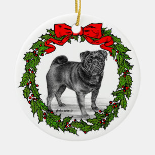 Black Mops Dog Art von Glenda S. Harlan Keramik Ornament