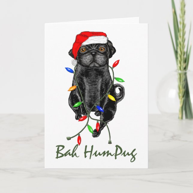 Black Mops Dog Bah Humpug Weihnachten (Vorderseite)