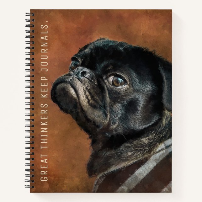 Black Mops Dog Personalisiert Journal Notizbuch (Vorderseite)
