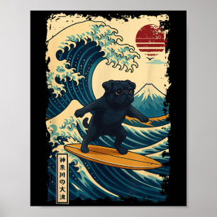 Black Mops Japanisch Kanagawa Wave Surfen Japan Ma Poster