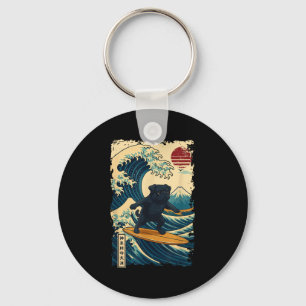 Black Mops Japanisch Kanagawa Wave Surfen Japan Ma Schlüsselanhänger