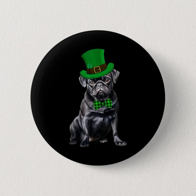 Black Mops Patricks Day Hat Funny St Patricks Day  Button (Vorderseite)