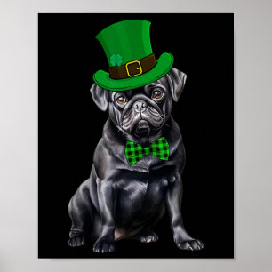 Black Mops Patricks Day Hat Funny St Patricks Day  Poster