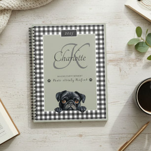 Black Mops Sage Green Gingham Individuelle Name Mo Planer