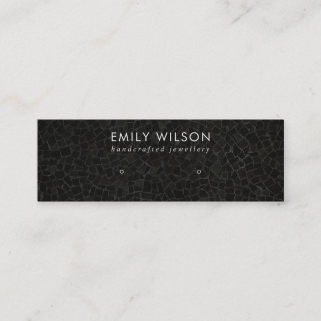 BLACK MOSAIC TEXTURE STUDIERT EARRING DISPLAY CARD MINI VISITENKARTE (Vorderseite)