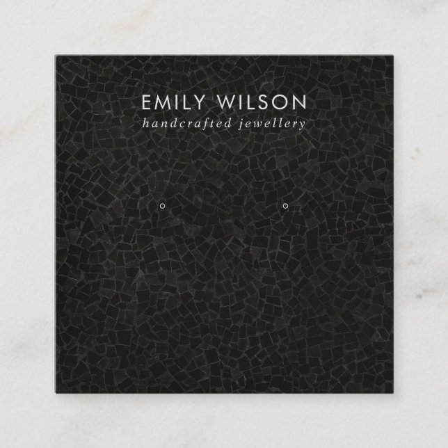 BLACK MOSAIC TEXTURE STUDIERT EARRING DISPLAY CARD QUADRATISCHE VISITENKARTE (Vorderseite)